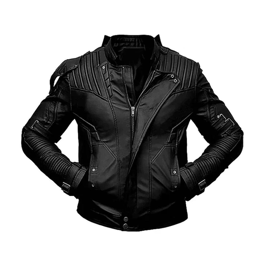 MEN’S BELTED CUFFS MOTORCYCLE ORIGINAL LEATHER JACKET​