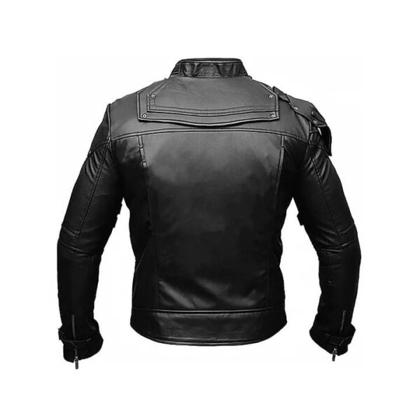 MEN'S BELTED CUFFS MOTORCYCLE ORIGINAL LEATHER JACKET​ - Image 2