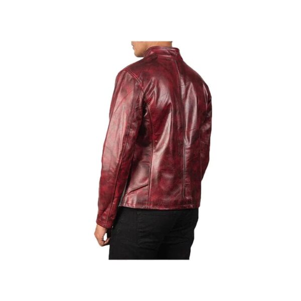 DISTRESSED BURGUNDY LEATHER JACKET​ - Image 2