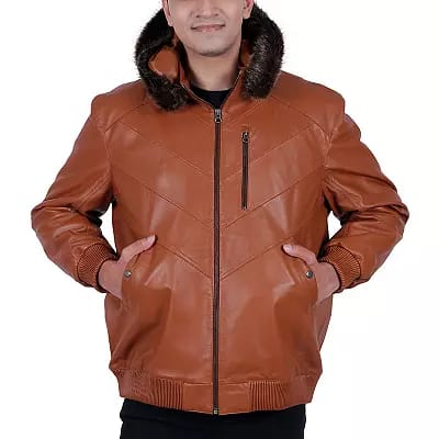 BIG & TALL LEATHER BOMBER JACKET​