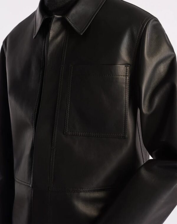 MEN’S LUXURY LEATHER PATCH SHIRT JACKET​ - Image 3