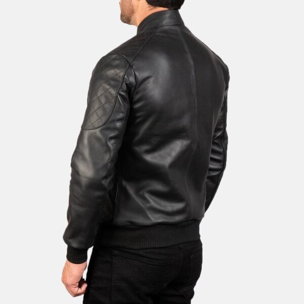 BLACK LEATHER BOMBER JACKET​ - Image 2