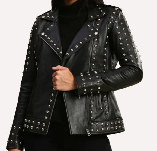 BLACK STUDDED LEATHER JACKET