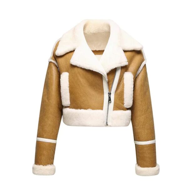 SHEEPSKIN LEATHER COAT DOUBLE FACE WINTER WOOL COAT SHORT JACKET - Image 2