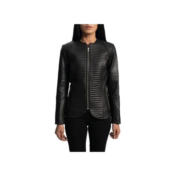 QUILTED BLACK LEATHER JACKET - Image 4