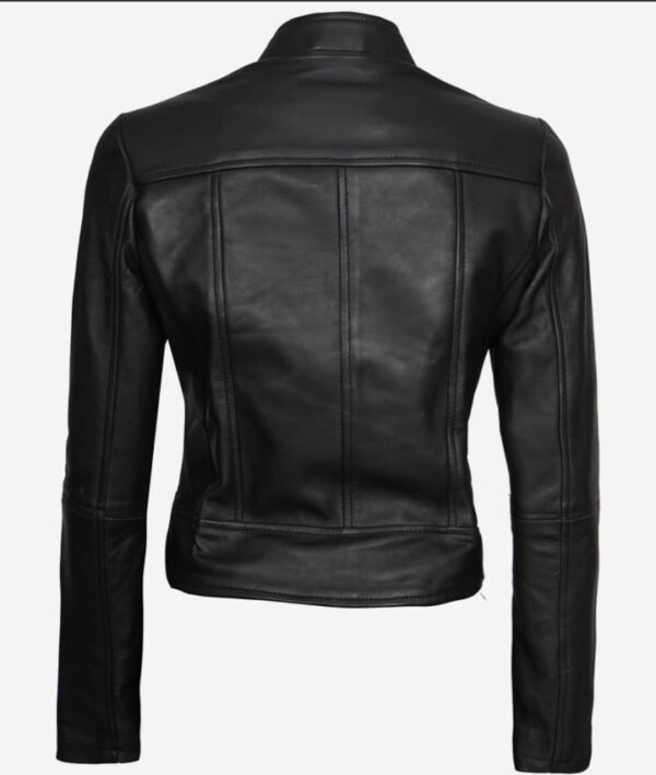 Top Notch Women’s Black Leather Biker Jacket - Image 2