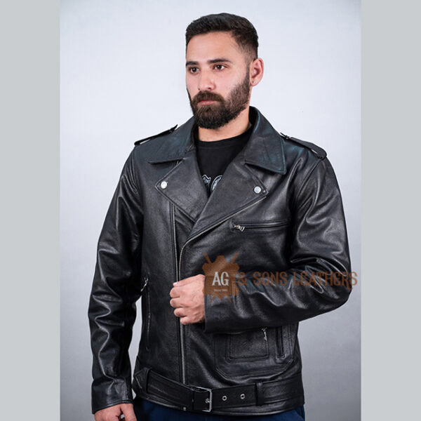 OBSIDIAN CLASSIC COWSKIN LEATHER JACKET - Image 2