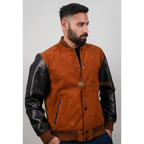 RUST NOIR DOUBLE-TONE BOMBER LEATHER JACKET - Image 4