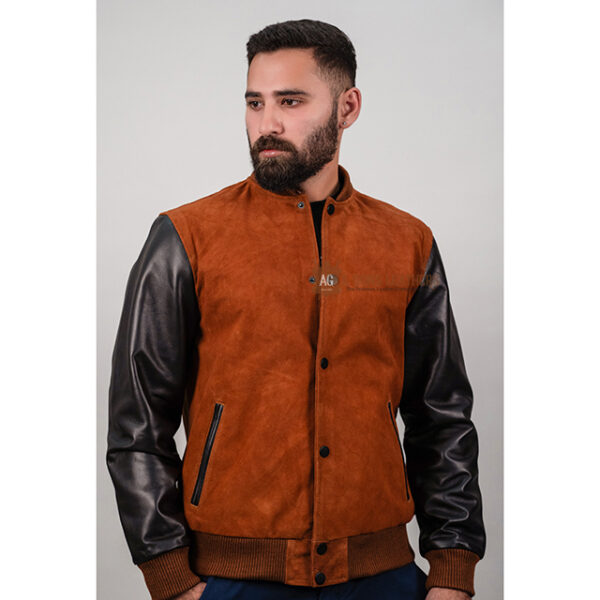 RUST NOIR DOUBLE-TONE BOMBER LEATHER JACKET