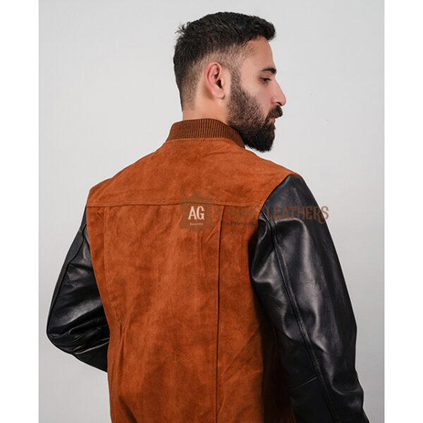 RUST NOIR DOUBLE-TONE BOMBER LEATHER JACKET - Image 5