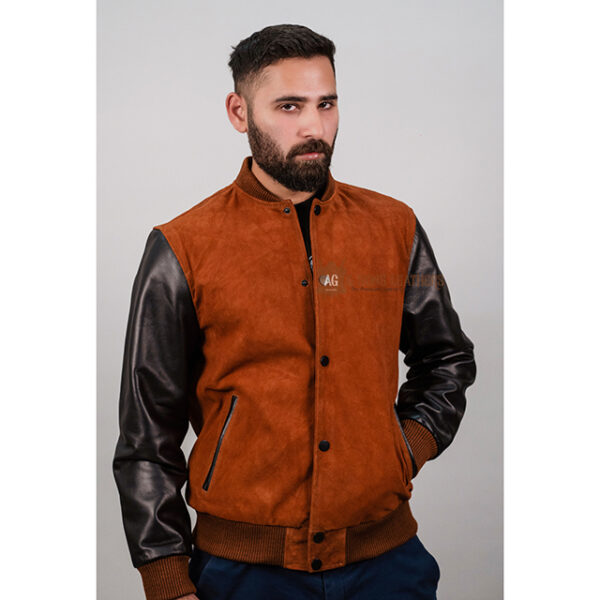RUST NOIR DOUBLE-TONE BOMBER LEATHER JACKET - Image 2