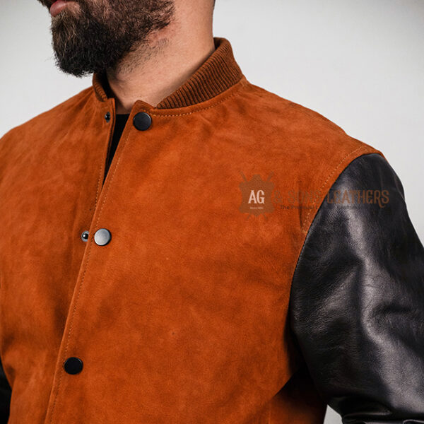 RUST NOIR DOUBLE-TONE BOMBER LEATHER JACKET - Image 7