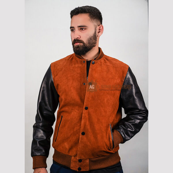 RUST NOIR DOUBLE-TONE BOMBER LEATHER JACKET - Image 8
