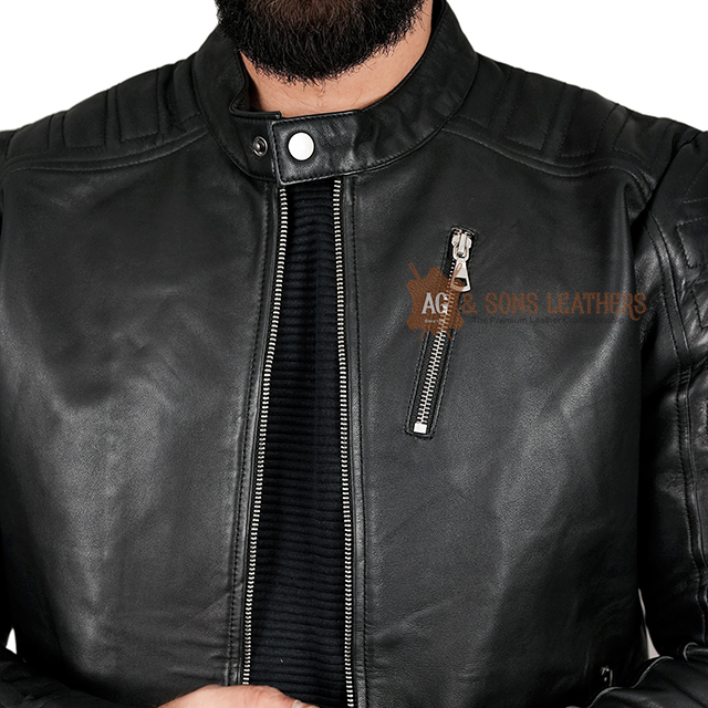 MIDNIGHT ASCENT ZIPPER LEATHER JACKET - Image 3