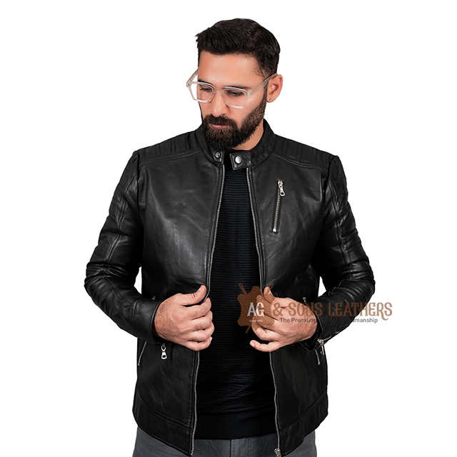 MIDNIGHT ASCENT ZIPPER LEATHER JACKET - Image 2