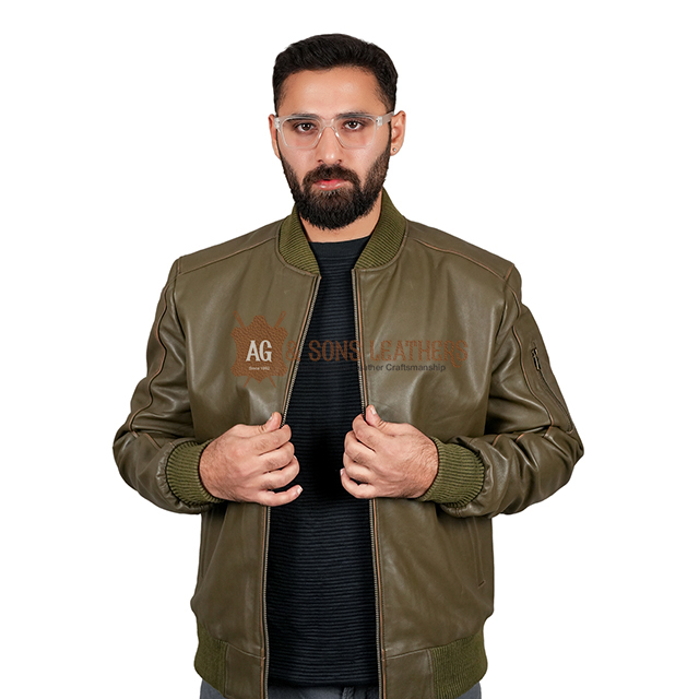 CLASSIC CHIC BOMBER LEATHER JACKET - Image 3