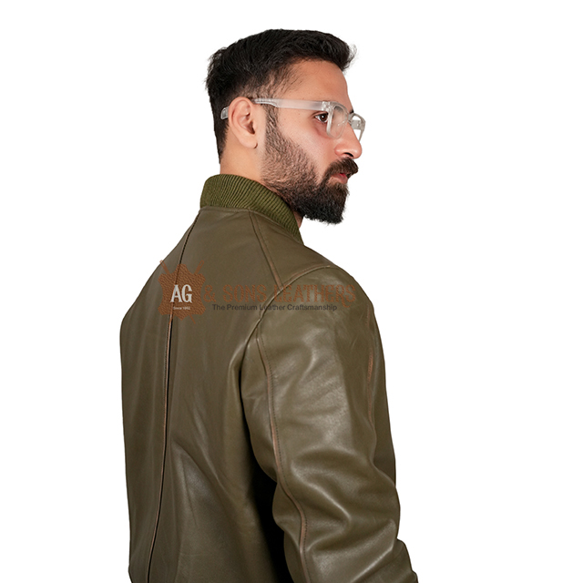 CLASSIC CHIC BOMBER LEATHER JACKET - Image 6