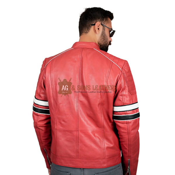 CRIMSON STRIDE RACER LEATHER JACKET - Image 6