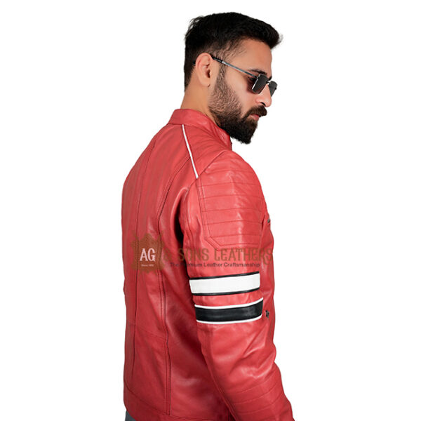 CRIMSON STRIDE RACER LEATHER JACKET - Image 7