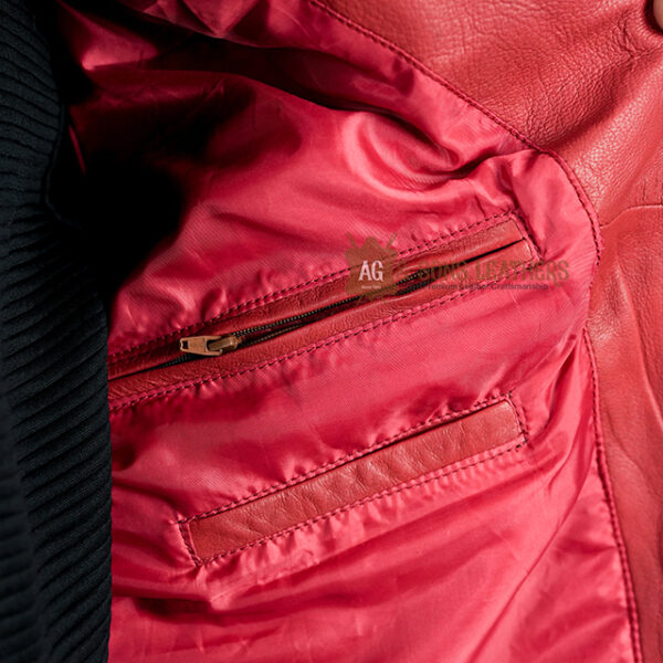 CRIMSON STRIDE RACER LEATHER JACKET - Image 8