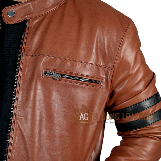 CLASSIC STRIDE ZIPPER LEATHER JACKET - Image 2
