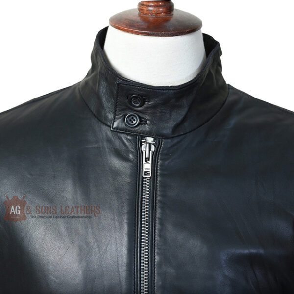 CAFÉ RACER BOMBER LEATHER JACKET - Image 3