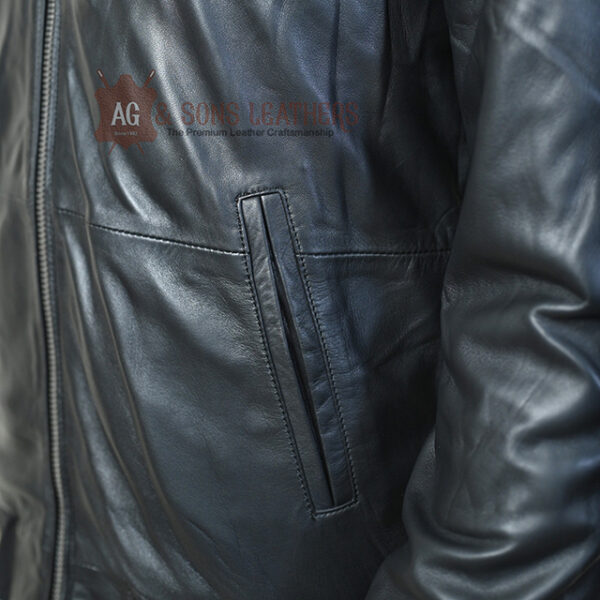 CAFÉ RACER BOMBER LEATHER JACKET - Image 5